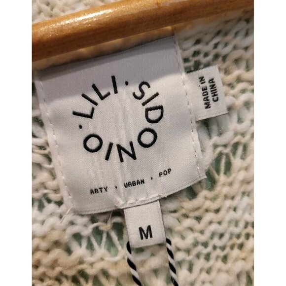 New Lili Sidonio Anthropologie Cream Crop Cardigan Sweater Sz M - Picture 7 of 9